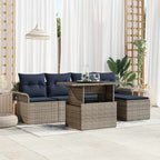 Garten-Sofa-Set mit Kissen mit Speicher 6 pcs Grau Poly Rattan
