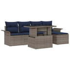 Garten-Sofa-Set mit Kissen mit Speicher 6 pcs Grau Poly Rattan