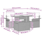 Gartensofa-set mit Kissen 5 pcs Schwarz Poly Rattan