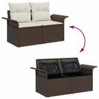 Garten-Sofa-Set mit Kissen mit Speicher 5 pcs Braun Poly Rattan