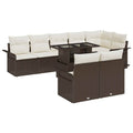 Garten-Sofa-Set mit Kissen mit Speicher 9 pcs Braun Poly Rattan