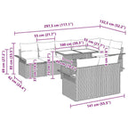 Garten-Sofa-Set mit Kissen mit Speicher 9 pcs Grau Poly Rattan
