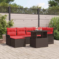 Gartensofa-set mit Kissen mit Speicher 7 pcs Braun Poly Rattan