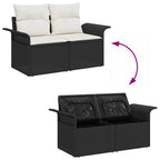Garten-Sofa-Set mit Kissen 8 pcs Schwarz Poly Rattan