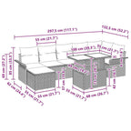 Garten-Sofa-Set mit Kissen 8 pcs Hellgrau Poly Rattan