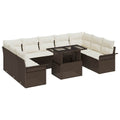 Gartensofa-set mit Kissen mit Kissen 10 pcs Braun Poly Rattan