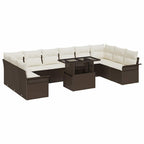 Gartensofa-set mit Kissen mit Kissen 11 pcs Braun Poly Rattan