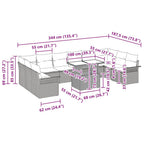 Gartensofa-set mit Kissen 11 pcs Hellgrau Poly Rattan