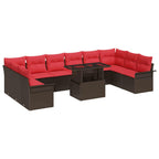 Gartensofa-set mit Kissen mit Kissen 11 pcs Braun Poly Rattan