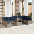 Gartensofa-set mit Kissen mit Kissen 11 pcs Grau Poly Rattan