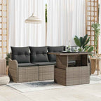 Garten-Sofa-Set mit Kissen mit Kissen 5 pcs Grau Poly Rattan