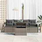 Garten-Sofa-Set mit Kissen mit Kissen 5 pcs Grau Poly Rattan