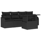 Gartensofa-set mit Kissen mit Kissen 5 pcs Schwarz Poly Rattan