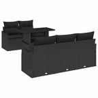Garten-Sofa-Set mit Kissen mit Kissen 6 pcs Schwarz Poly Rattan