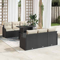 Gartensofa-set mit Kissen mit Kissen 7 pcs Schwarz Poly Rattan