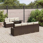 Gartensofa-set mit Kissen mit Speicher 8 pcs Braun Poly Rattan