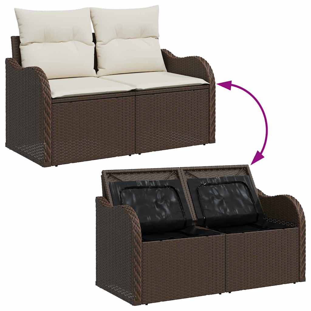 Gartensofa-set mit Kissen mit Speicher 8 pcs Braun Poly Rattan
