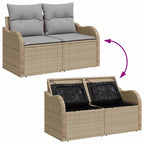 Gartensofa-set mit Kissen mit Speicher 8 pcs Beige Poly Rattan
