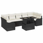 Gartensofa-set mit Kissen mit Kissen 8 pcs Schwarz Poly Rattan