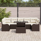 Gartensofa-set mit Kissen mit Speicher 8 pcs Braun Poly Rattan