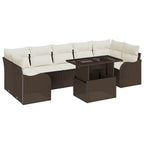 Gartensofa-set mit Kissen mit Speicher 8 pcs Braun Poly Rattan