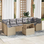 Gartensofa-set mit Kissen mit Speicher 8 pcs Beige Poly Rattan