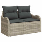 Gartensofa-set mit Kissen mit Kissen 9 pcs Hellgrau Polyrattan