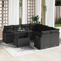 Gartensofa-set mit Kissen mit Kissen 9 pcs Schwarz Polyrattan