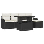 Gartensofa-set mit Kissen 6 pcs Schwarz Polyrattan