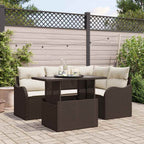 Gartensofa-set mit Kissen mit Kissen 5 pcs Braun Poly Rattan