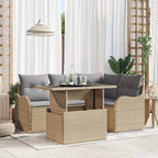 Gartensofa-set mit Kissen mit Kissen 5 pcs Beige Poly Rattan