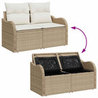 Gartensofa-set mit Kissen mit Kissen 5 pcs Beige Poly Rattan
