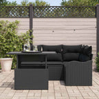 Gartensofa-set mit Kissen mit Kissen 5 pcs Schwarz Poly Rattan