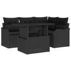 Gartensofa-set mit Kissen mit Kissen 5 pcs Schwarz Poly Rattan