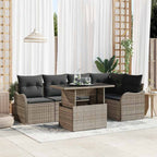 Gartensofa-set mit Kissen mit Kissen 6 pcs Grau Poly Rattan