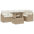 Gartensofa-set mit Kissen mit Kissen 6 pcs Beige Poly Rattan