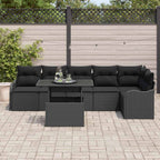 Gartensofa-set mit Kissen mit Kissen 7 pcs Schwarz Poly Rattan