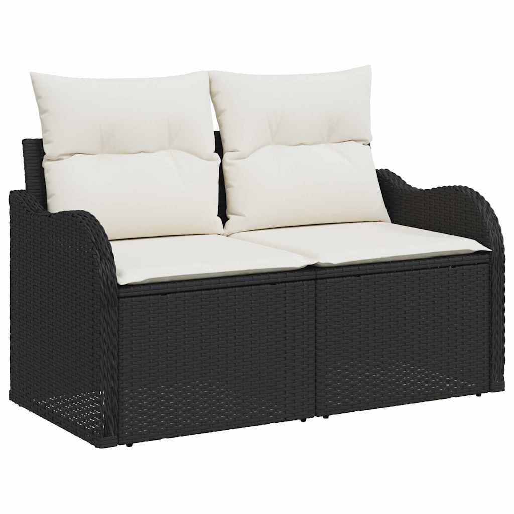 Gartensofa-set mit Kissen mit Kissen 10 pcs Schwarz Poly Rattan