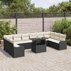 Gartensofa-set mit Kissen mit Kissen 11 pcs Schwarz Poly Rattan