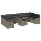 Gartensofa-set mit Kissen mit Kissen 11 pcs Grau Poly Rattan