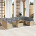 Gartensofa-set mit Kissen mit Kissen 11 pcs Beige Poly Rattan