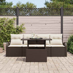 Garten-Sofa-Set mit Kissen mit Kissen 5 pcs Braun Poly Rattan