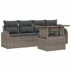 Garten-Sofa-Set mit Kissen mit Kissen 5 pcs Grau Poly Rattan