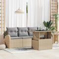 Garten-Sofa-Set mit Kissen mit Kissen 5 pcs Beige Poly Rattan