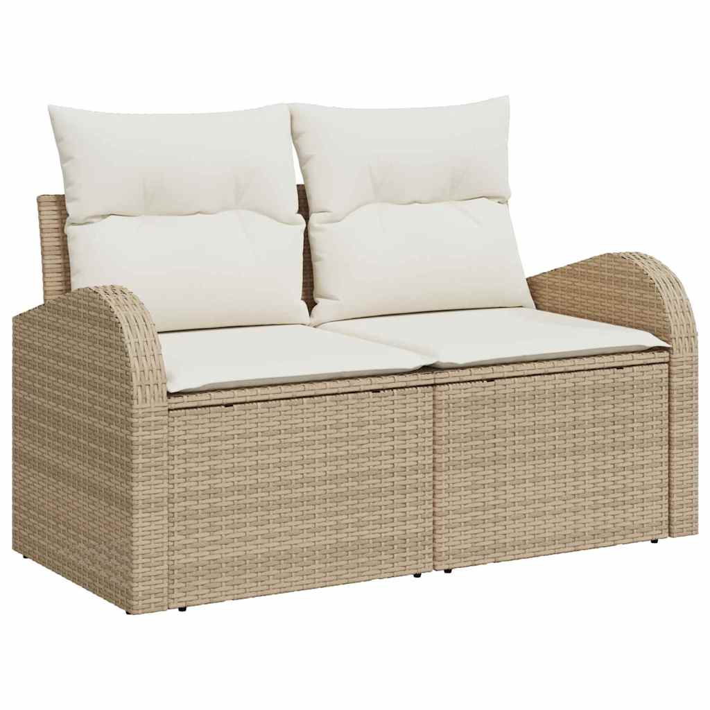 Garten-Sofa-Set mit Kissen mit Kissen 5 pcs Beige Poly Rattan