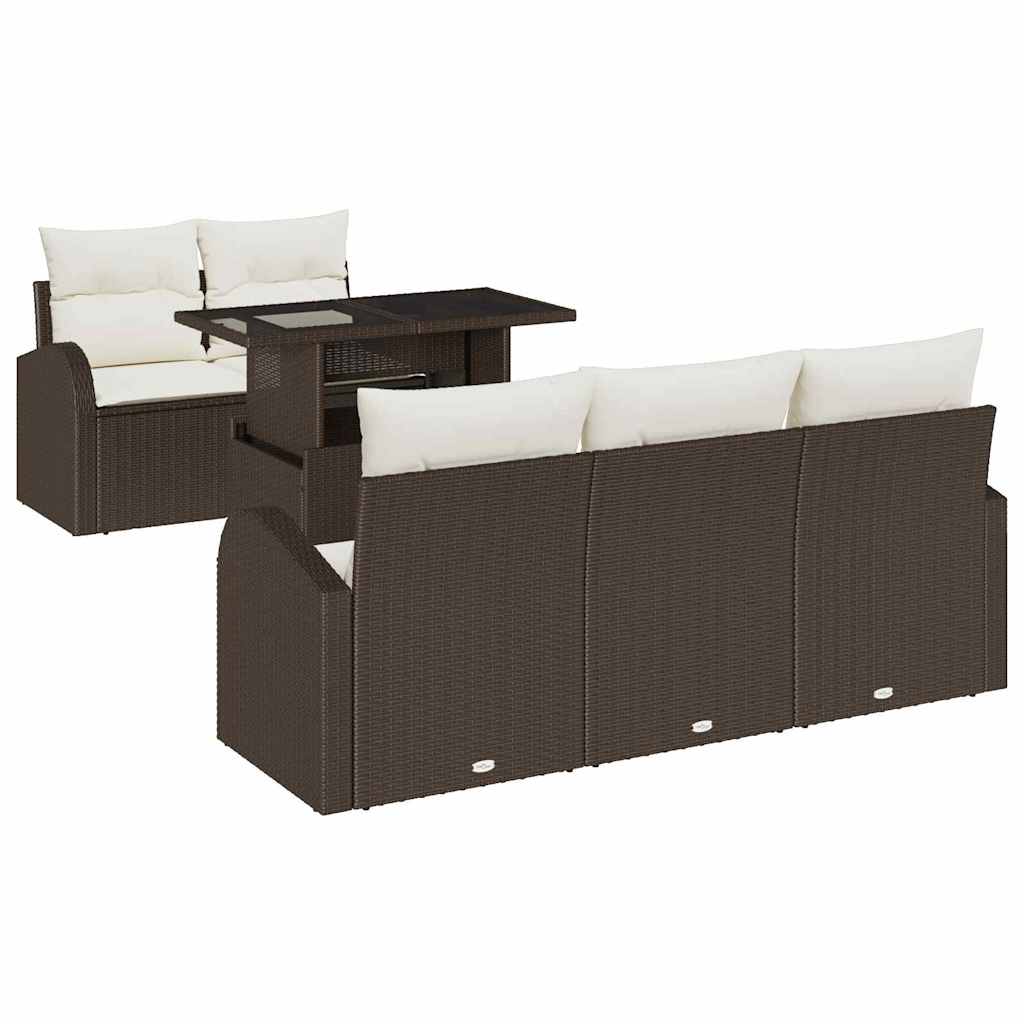 Gartensofa-set mit Kissen mit Kissen 6 pcs Braun Poly Rattan