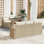 Gartensofa-set mit Kissen mit Kissen 6 pcs Beige Poly Rattan