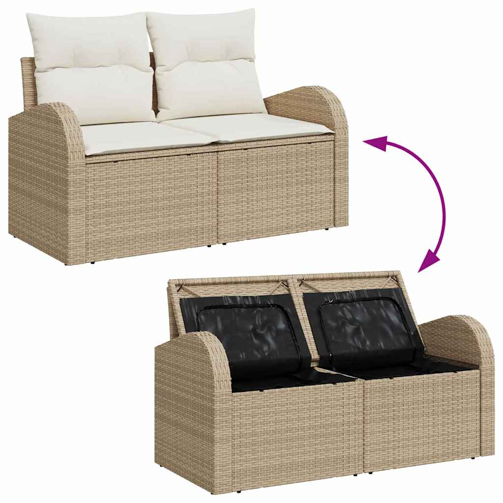 Gartensofa-set mit Kissen mit Kissen 6 pcs Beige Poly Rattan