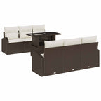 Gartensofa-set mit Kissen mit Speicher 7 pcs Braun Poly Rattan