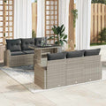 Gartensofa-set mit Kissen mit Kissen 7 pcs Hellgrau Poly Rattan